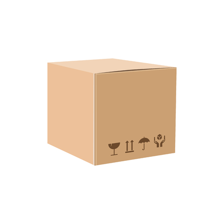 Cardboard box isolated on white .のイラスト素材