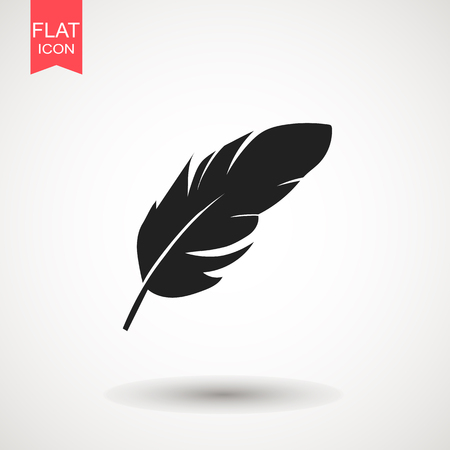 Feather icon vector illustration. Silhouette icon. Flat vector illustration for web site or mobile app.のイラスト素材