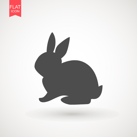 Easter rabbits silhouette isolated on a white background. Cartoon vector element. Animalのイラスト素材