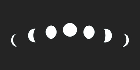 Moon phases, astronomy icon set. Moon phases icon in flat style isolated on grey background. For your design, logo. Vector illustration.のイラスト素材