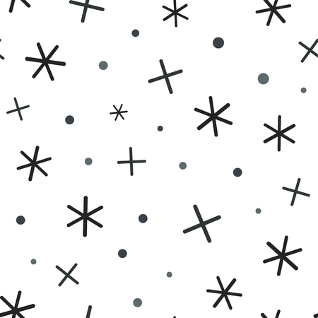Math symbol pattern. Mathematic geometric seamless . Abstract background from plus, multiplication signs. On white background. Geometric Stars seamless pattern .のイラスト素材