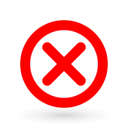 Cross icon in circle. Can be used as delete, block close button etc. Delete X Cross rounded icon is flat iconic symbol inside a circle, red color. Designed for web and software interfacesのイラスト素材