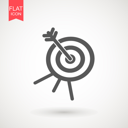 target icon. dart board. archery board. dartboard vector icon. Grey aim, arrow, Idea concept, perfect hit, winner, target goal icon. Success abstract pin logoのイラスト素材