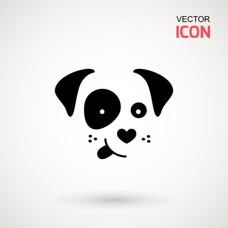 Dog head icon. Flat style. Cartoon dog face. Vector illustration isolated on white. Silhouette simple. Animal Logotype concept. Logo design templateのイラスト素材