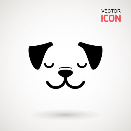 Dog head icon. Flat style. Cartoon dog face. Vector illustration isolated on white. Silhouette simple. Animal Logotype concept. Logo design template.のイラスト素材