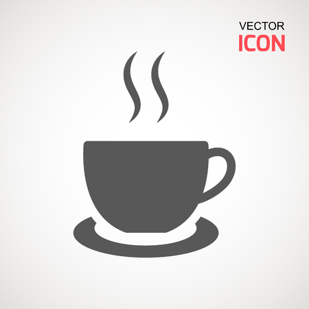 Coffee cup icon, Simple vector coffee icon. Vector illustration isolated on white. Silhouette simple. Logotype concept. Logo design templateのイラスト素材