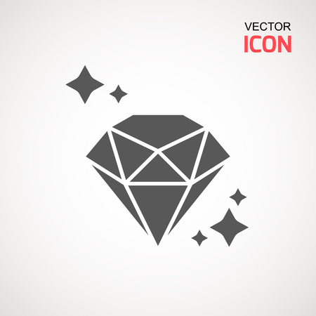 Diamond Icon Vector. Diamond sign icon. Jewelry symbol. Gem stone. Graphic element. Silhouette simple. Logotype concept. Logo design template. Simple flat symbol. Perfect Gray pictogram illustration on white backgroundのイラスト素材