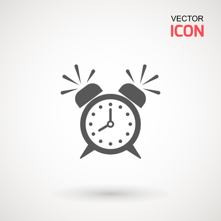 Alarm Clock icon vector, Flat design style. Simple watch icon. Wake up, get up concept, Time sign isolated on white backgroundの写真素材