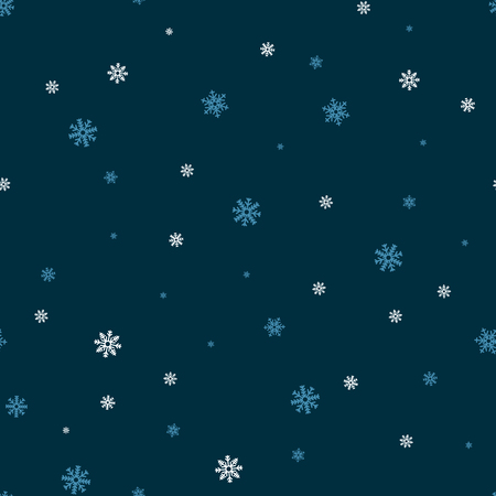 Snowflake seamless pattern. Snow on white background. Abstract wallpaper, wrapping decoration. Symbol winter, Merry Christmas holiday, Happy New Year celebration Vector illustrationのイラスト素材