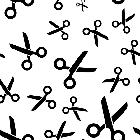 Scissors seamless pattern. Barber shop or tailor theme in vintage colors. Seamless pattern with hairdressing scissors. Sewing background and cloth design.のイラスト素材