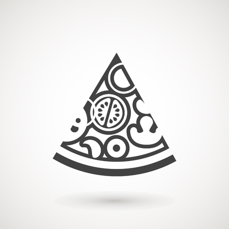 pizza line icon, fast food outline and solid vector sign, linear pictogram isolated on white, logo illustration.のイラスト素材
