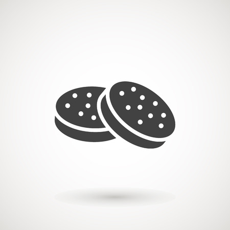 Cookie Biscuit Flat Icon On White Backgroundのイラスト素材