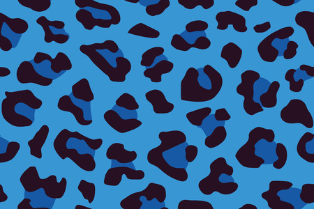 Blue leopard seamless pattern. Animal print. Vector backgroundのイラスト素材