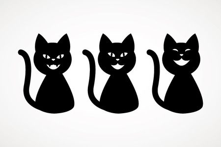 cat emojis set, cute cat emoticon with various emotions vector Illustration on a white background.のイラスト素材