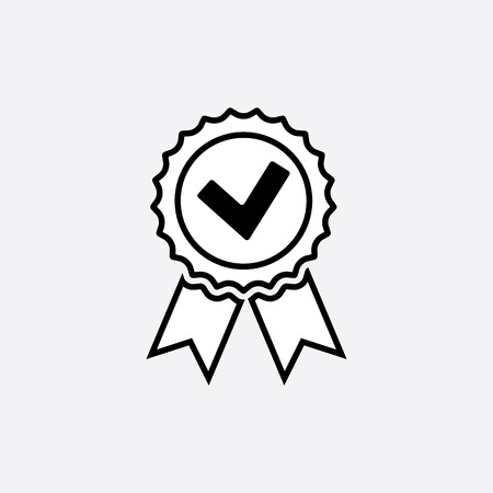 Approved or certified medal icon in a flat design. Rosette icon. Award vectorの写真素材
