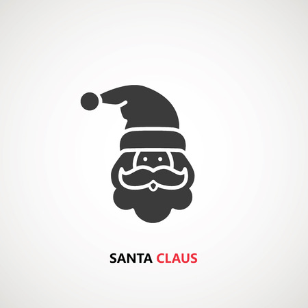 santa claus face beard moustache happy xmas christmas new year vector icon black on white background.のイラスト素材