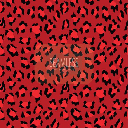 Leopard seamless pattern. Red and black. Animal print. Vector background.animal skin, tiger stripes, abstract pattern, line background, fabric. Amazing hand drawn vector illustration. Poster, banner. Black and white artwork, monochromのイラスト素材