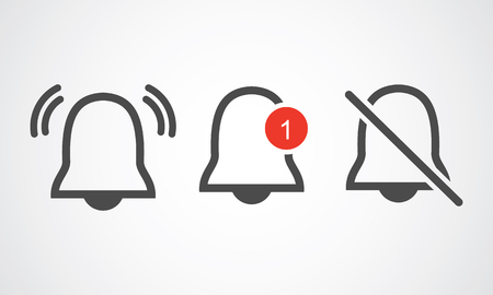 Notification line icon vector, material design, Social Media element, User Interface sign, EPS, UI, Image, Illustration. New message. Bell line icons with the different status. - Vectorのイラスト素材