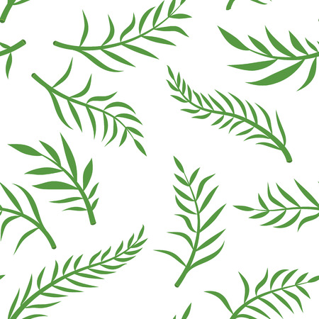 Tropical vector green leaves seamless pattern white background. Exotic wallpaper. Floral seamless pattern - Vectorのイラスト素材