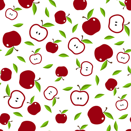 Fresh apple background. Seamless vector pattern with apple. Vector seamless pattern - Vectorのイラスト素材