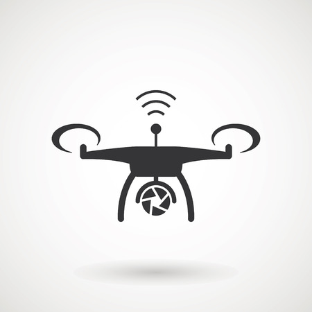 Photo and video drone icon. Drone quadrocopter with action camera.