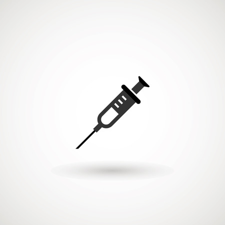 Syringe Injection Icon. Plastic medical syringe needle.のイラスト素材