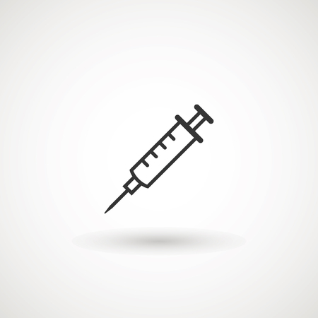 Syringe Injection Icon. Plastic medical syringe needle.のイラスト素材
