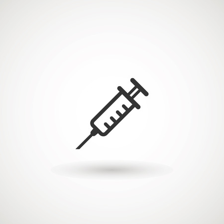 Syringe Injection Icon. Plastic medical syringe needle.のイラスト素材