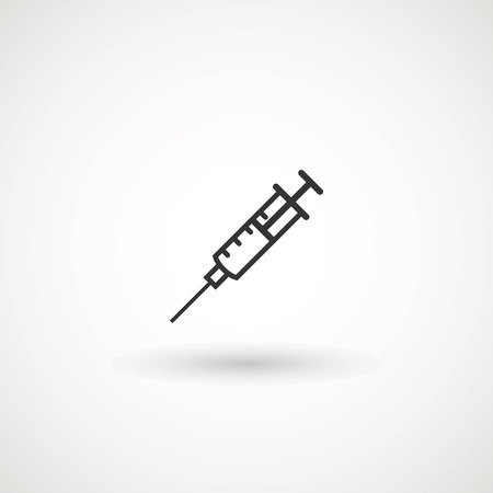 Syringe Injection Icon. Plastic medical syringe needle.のイラスト素材