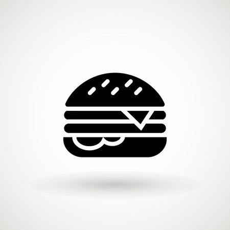 Sandwich Burger Hamburger icon illustration web site mobile logo app UI design, meat, beef, food, lettuce, sandwich, meal, grilled, tomato, bun, snack, onion, cheese sign symbol Fast food vectorのイラスト素材