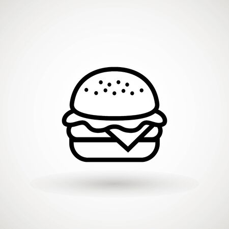 Burger Hamburger icon illustration web site mobile logo app UI design, meat, beef, food, lettuce, sandwich, meal, grilled, tomato, bun, snack, onion cheese sign symbol Fast food vectorのイラスト素材