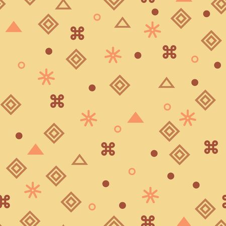 Tribal ethnic vector patchwork texture. Indian batik. African seamless with adinkra symbols. American indian vector ethnic art. Ethnic boho seamless pattern. Abstract nature background.のイラスト素材