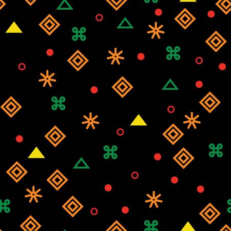 Tribal ethnic vector patchwork texture. Indian batik. African seamless with adinkra symbols. American indian vector ethnic art. Ethnic boho seamless pattern. Abstract nature background.のイラスト素材