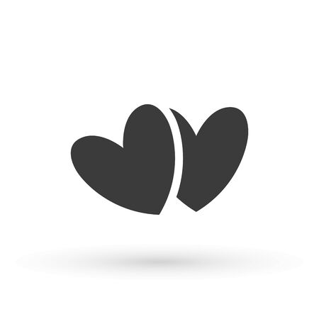 Two lovers hearts. Love symbol. Double heart Icon Vector. Valentine Icon Drawing.のイラスト素材
