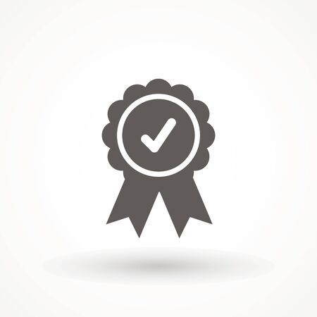 Approve icon Approved or certified medal icon in a flat design. Rosette icon. Award vector Tick...