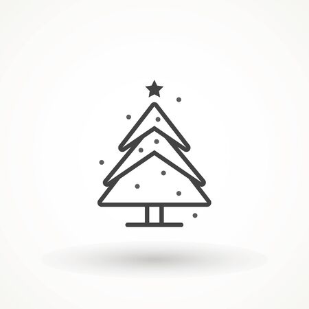 Christmas tree. Tree icon in flat design. Xmas cartoon background. merry spruce fir. Winter illustration isolated on white. Pineのイラスト素材