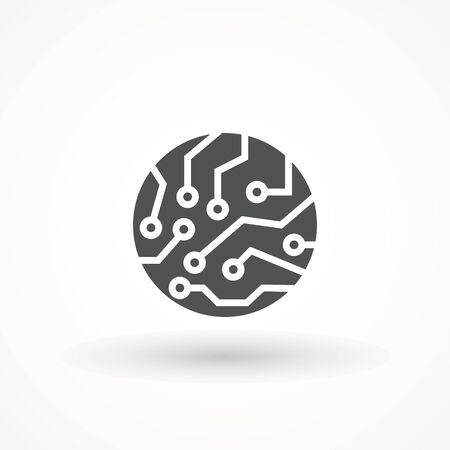 circuit board icon vector. Technology logo template. chip isolated minimal icon. processor line vector for websites and mobile minimalistic flat design.のイラスト素材