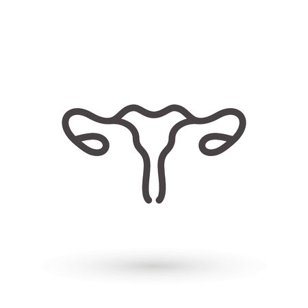 Anatomy of the female reproductive system. female uterus icon. Isolated vector illustration on white backgroundのイラスト素材