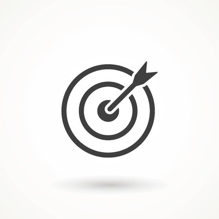 target icon. dart board. archery board. dartboard vector icon. Grey aim, arrow, Idea concept, perfect hit, winner, target goal icon. Success abstract pin logoのイラスト素材