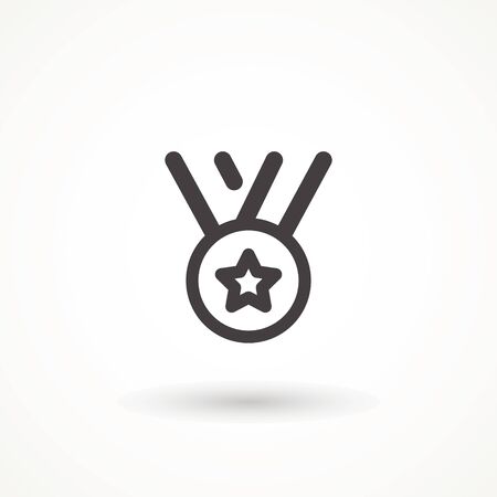 reward medal line icon, outline vector sign, linear style pictogram isolated on white. Symbol, logo illustration. Editable strokeのイラスト素材