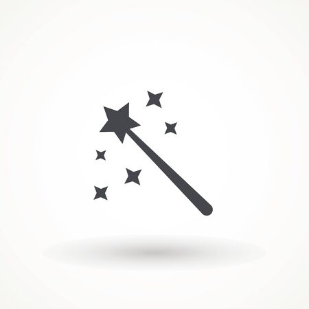 Wand Magic stick icon vector template. Magic wand wizard vector icon - movement with stars black and white illustration.のイラスト素材