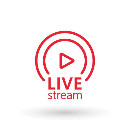 live streaming icon. Red symbol and button of live streaming, broadcasting, online stream. Lower third template for tv, show, movie and live performance. Vectorのイラスト素材