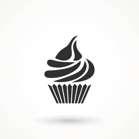 vanilla cream cupcake muffin icon illustration confectionery bakery pastry line icon sign logo on isolated background Sweet food symbolのイラスト素材