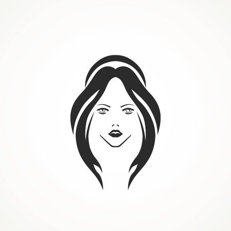 illustration of woman hair style icon, logo woman on white background.のイラスト素材