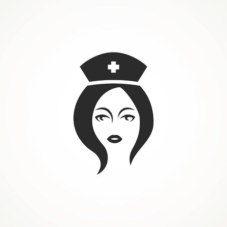 Nurse, Sister Icon. Nurse Icon - Vector Medical Assistant with Stethoscope and Cap for Health Care Services in Glyph Pictogram illustrationのイラスト素材