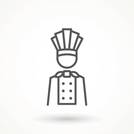 Chef in a cooking hat vector outline logo. Kitchen Cook icon line symbol. Premium quality isolated vector illustrator sign Restaurant, menu professional, occupation concept Vector catering, foodのイラスト素材