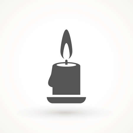 Burning candle icon isolated. candle light burn wax black icon on white backgroundのイラスト素材
