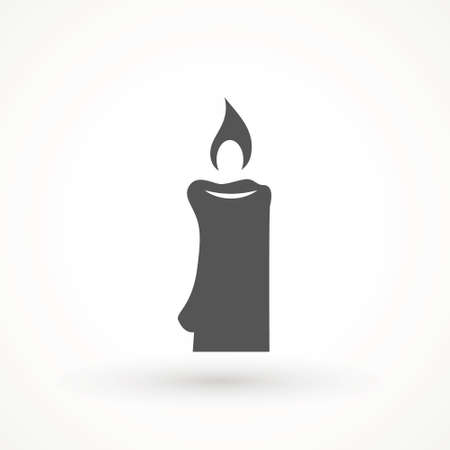 Burning candle icon isolated. candle light burn wax black icon on white backgroundのイラスト素材