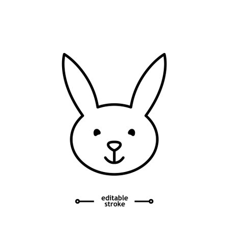 bunny head, rabbit head icon symbol logo illustration,editable stroke, flat design style isolated on whiteのイラスト素材