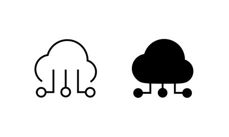 Cloud IOT icon with wifi sign, Internet of Things symbol, black line isolated on white background, editable stroke vector illustration. cloud service illustration sign. communication symbol.のイラスト素材